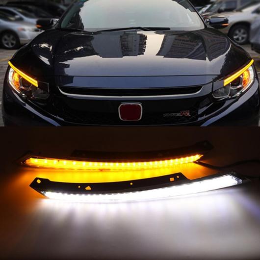 デイタイム ランニング ライト DRL 点滅 ウォーター フロー LED ヘッドライト アイブロー イエロー ターンシグナル ナイト ブルー 適用: ホンダ シビック 2016 ホワイト イエロー ブルー AL-FF-1889 AL Car parts