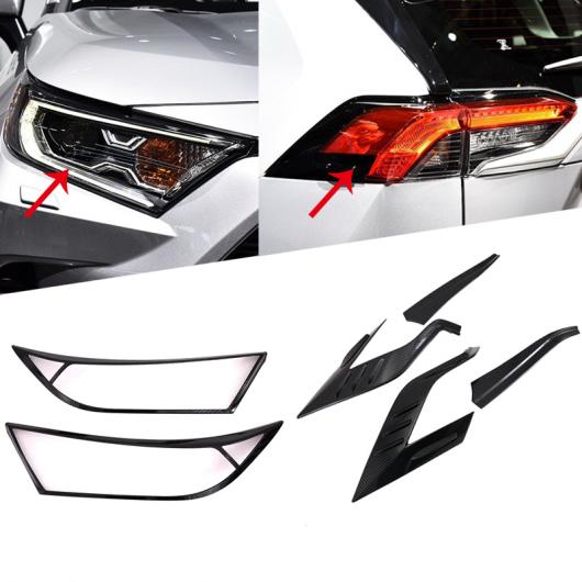 ヘッドライト ヘッド テール リア ランプ トリム リング カバー 装飾 ステッカー 適用: トヨタ RAV4 2019 2020 アクセサリー フロント カーボン スタイル・フロント ブラック AL-FF-1947 AL Exterior parts for cars