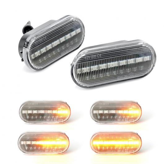 2ピース LED ダイナミック サイド マーカー ウインカー シーケンシャル ライト 適用: フォルクスワーゲン/VOLKSWAGEN VW ボーラ ゴルフ 3 4 パサート 3BG ポロ SB6 クリア シェル AL-II-1744 AL Turn signal｜オートパーツエージェンシー2号店