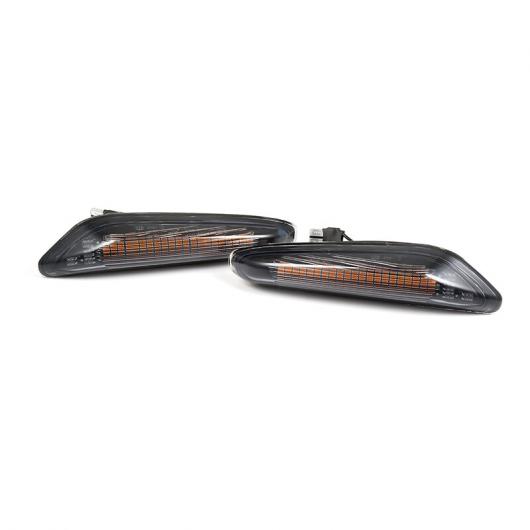 2ピース 12V ターン ブレーキ ライト サイド マーカー LED ウインカー バックミラー ミラー インジケーター 適用: BMW E82 E88 E60 E90 E91 E92 2ピース ブラック AL-II-1923 AL Turn signal