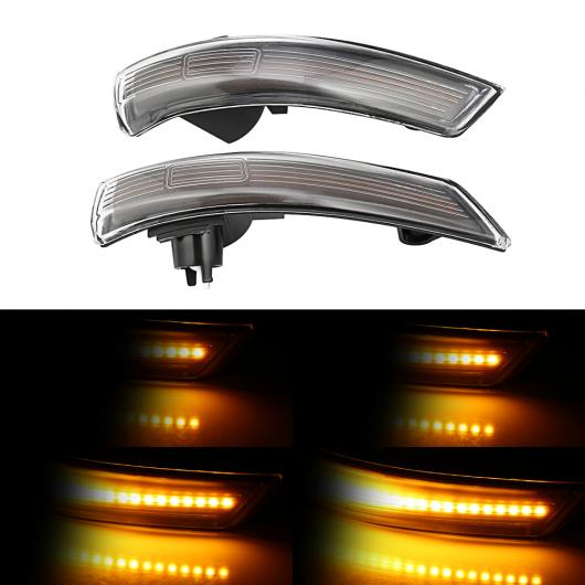 2ピース ダイナミック ウインカー LED サイド ウイング バックミラー ミラー インジケーター リピーター ライト 適用: フォード/FORD ブラック シェル～クリア シェル AL-II-1806 AL Turn signal