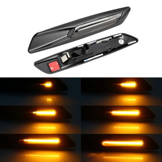 2ピース 適用: BMW E60 E61 E81 E82 E87 E88 E90 E91 E92 E93 X1 E84 ダイナミック LED ウインカー フェンダー サイド マーカー ライト アンバー ランプ シーケンシャル AL-II-1820 AL Turn signal