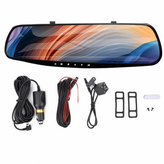 バックミラー ミラー DVR カメラ 4.3inch LCD スクリーン フル HD 1080P ナイト ビジョン ドライビング レコーダー デュアル レンズ デュアル レンズ SD8G AL-II-2088 AL Car parts｜オートパーツエージェンシー2号店