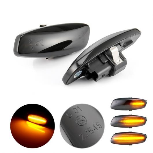 2ピース ダイナミック LED ウインカー サイド マーカー ライト 適用: プジョー/PEUGEOT 207 308 3008 5008 RCZ パートナー シトロエン/CITROEN C3 通常 ブラック・通常 クリア AL-II-2066 AL Turn signal