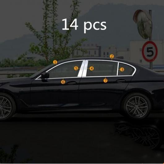 ステンレス スチール ウインドウ カバー トリム ウインドウ セントラル ピラー トリム 適用: BMW 5シリーズ 528I 530I G30 14ピース AL-II-2314 AL Exterior parts for cars|オートパーツエージェンシー2号店