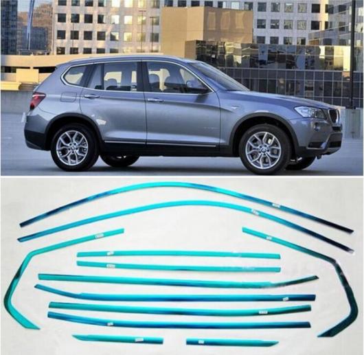 12ピース ステンレス スチール フル ウインドウ シル ドア フレーム センター ピラー モールディング トリム カバー 適用: BMW X3 F25 2011-2017 AL-II-2320 AL Exterior parts for cars