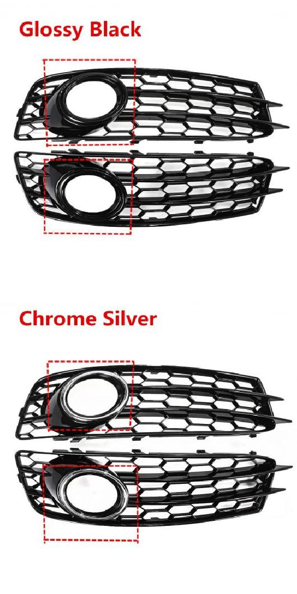 2ピース フロント フォグライト ランプ カバー ハニカム フォグランプ グリル 適用: アウディ/AUDI A3 8P S ライン 2009-2012 ブラック・シルバー AL-II-3197 AL Exterior parts for cars｜オートパーツエージェンシー2号店
