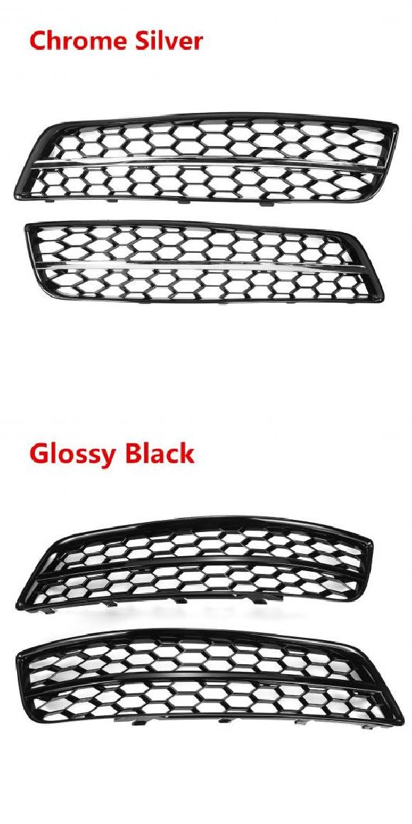 A ペア ハニカム フロント バンパー フォグライト カバー グリル 適用: アウディ/AUDI A3 8P 2009-2013 8P0807682J 8P0807681AA クロムシルバー・ピアノブラック AL-II-3609 AL Car parts|オートパーツエージェンシー2号店