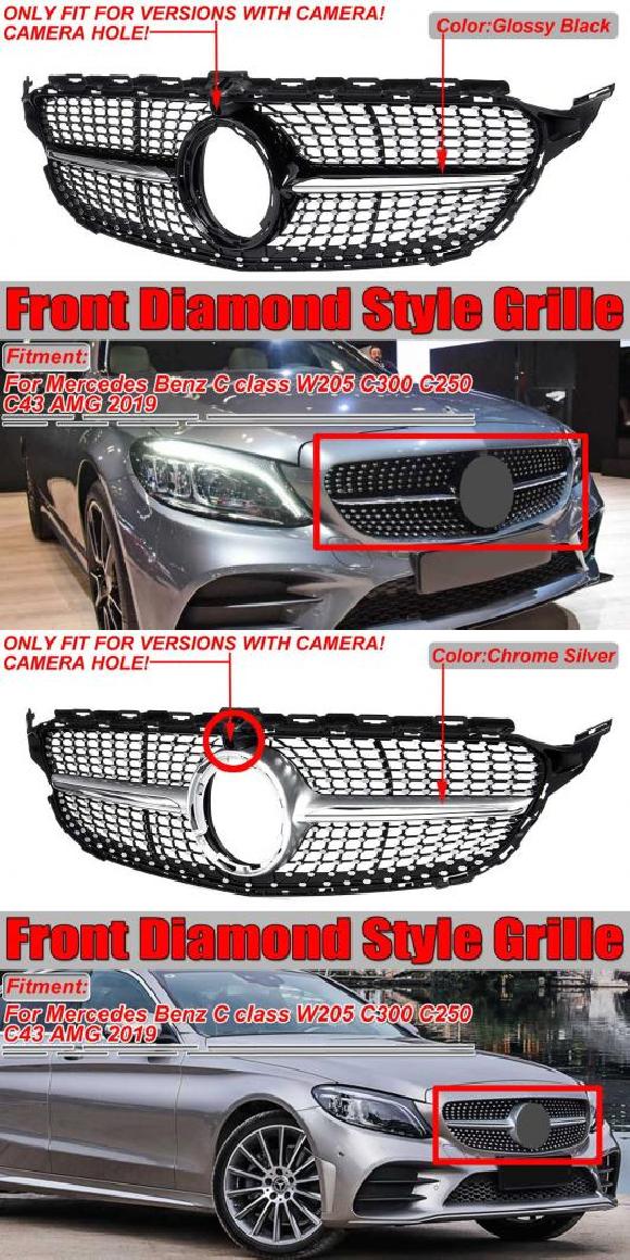 Al 19 W5 グリル フロント バンパー 適用 メルセデス ベンツ C クラス W5 C300 C250 C43 Amg 19 カメラ ブラック シルバー Al Ii 3770 Siteleco Fr