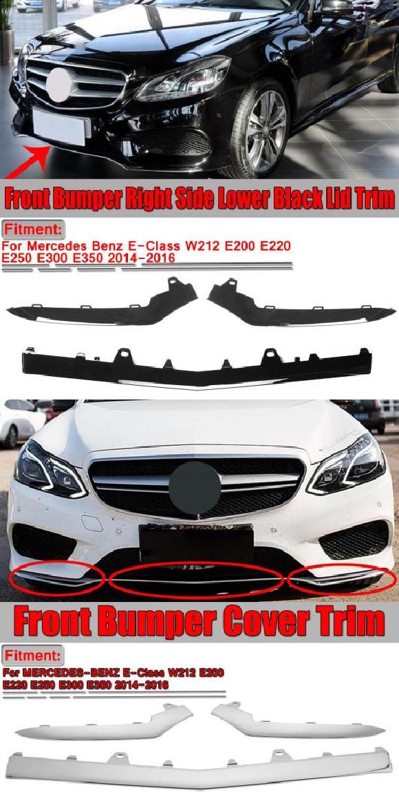 セット W212 フロント バンパー クローム グリル カバー トリム モールディング 適用: メルセデス ベンツ E クラス W212 E200 E220 E250 E300 E350 2014 2016 ブラック・シルバー AL-II-3794 AL Exterior parts for cars