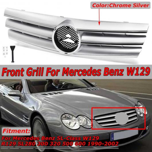 フロント バンパー グリル カバー 適用: メルセデス ベンツ SL クラス W129 R129 SL280 300 320 500 600 1990 2002 クローム シルバー AL-II-3954 AL Exterior parts for cars