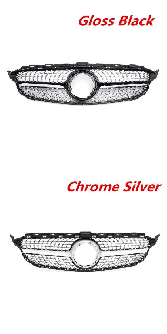 W205 グリル スタイル フロント バンパー メッシュ 適用: メルセデス ベンツ C クラス W205 C200 C300 C250 2019 + ブラック・シルバー AL-II-3980 AL Exterior parts for cars