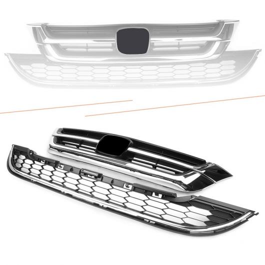 ABS フロント バンパー アッパー グリル + ロワー グリル 適用: ホンダ CRV CR-V 2010 2011 10 11 ブラック AL-JJ-0106 AL Front radiator grill