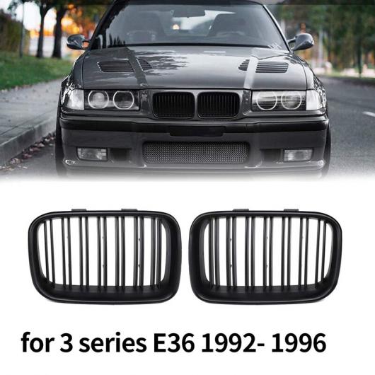 フロント グリル コンパチブル 適用: BMW E36 325i 320i 318is 1992-1996 ダブル スラット スポーツ スタイル マットブラック タイプ001 AL-JJ-2797 AL Exterior parts for cars｜オートパーツエージェンシー2号店