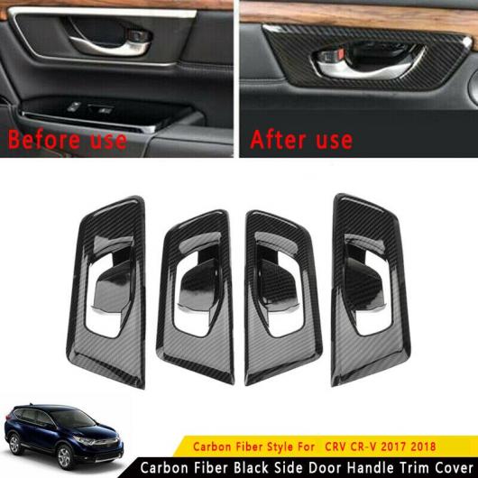 4ピース カーボンファイバー スタイル インナー サイド ドア ハンドル トリム カバー 適用: ホンダ CRV CR-V 2017-2019 タイプ001 AL-JJ-4045 AL Exterior parts for cars