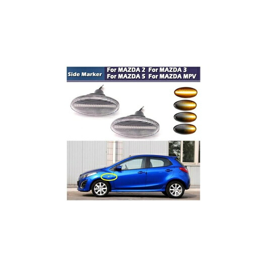 2ピース LED サイド マーカー スモーク ライト ターンシグナルランプ 適用: MAZDA2 2011-2013 MAZDA3 2004-2011 ダイナミック スモーク レンズ・ダイナミック クリア レンズ AL-JJ-5862 AL Car parts｜オートパーツエージェンシー2号店