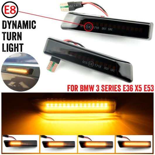 フロント ウイング スモーク レンズ ダイナミック LED サイド マーカー リピーター インジケーター ライト 63132492179 63137164491 適用: BMW X5 E53 E36 AL-JJ-6512 AL Car parts