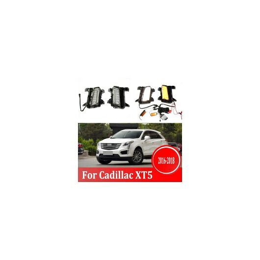 2ピース 適用: キャデラック/CADILLAC XT5 2016-2018 LED デイタイム ドライビング ランニング ライト DRL フォグランプ 6000K ホワイト ライト ターン イエロー ライト AL-JJ-9552 AL Car parts｜オートパーツエージェンシー2号店