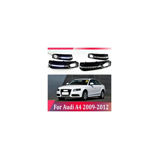 2ピース 適用: アウディ/AUDI A4 B8 2009-2012 6000K ホワイト ライト LED デイタイム ドライビング ランニング ライト DRL フォグランプ AL-JJ-9566 AL Car parts