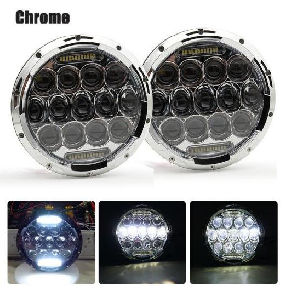1ペア ランニング ライト 75W LED H4 7インチ エンジェルアイ H4 LED ヘッドライト 適用: ラーダ/LADA ニーヴァ 4X4 UAZ ハンター ハマー 2ピース クローム 75W AL-KK-2506 AL Car parts