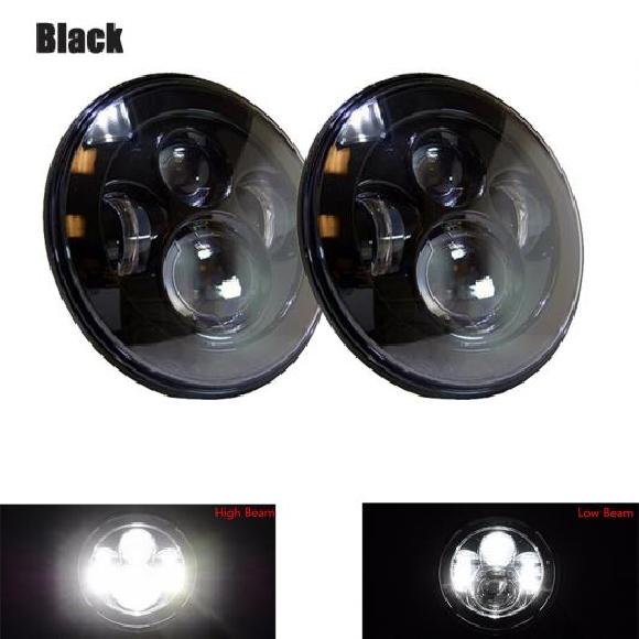 1ペア ランニング ライト 75W LED H4 7インチ エンジェルアイ H4 LED ヘッドライト 適用: ラーダ/LADA ニーヴァ 4X4 UAZ ハンター ハマー 2ピース ブラック 45W AL-KK-2506 AL Car parts