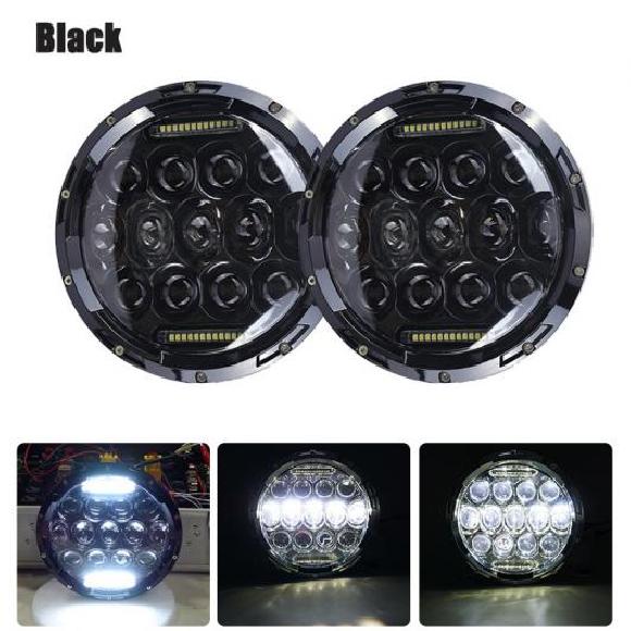 1ペア ランニング ライト 60W LED H4 7インチ エンジェルアイ H4 LED ヘッドライト 適用: ラーダ/LADA ニーヴァ 4X4 UAZ ハンター ハマー 2ピース ブラック 75W AL-KK-2507 AL Car parts