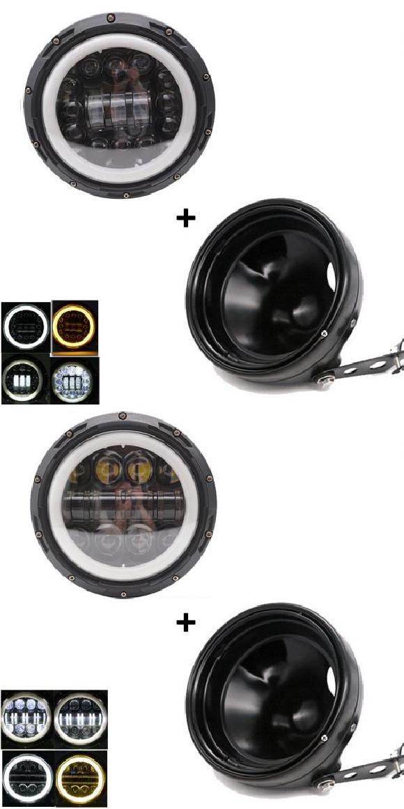 7インチ 80W ドット SAE E9 オートバイ ヘッドランプ 7インチ シェル ハウジング ヘッドライト ブラケット 適用: ハーレーダビッドソン 1セット AL-KK-2508 2輪 AL Motorcycle parts