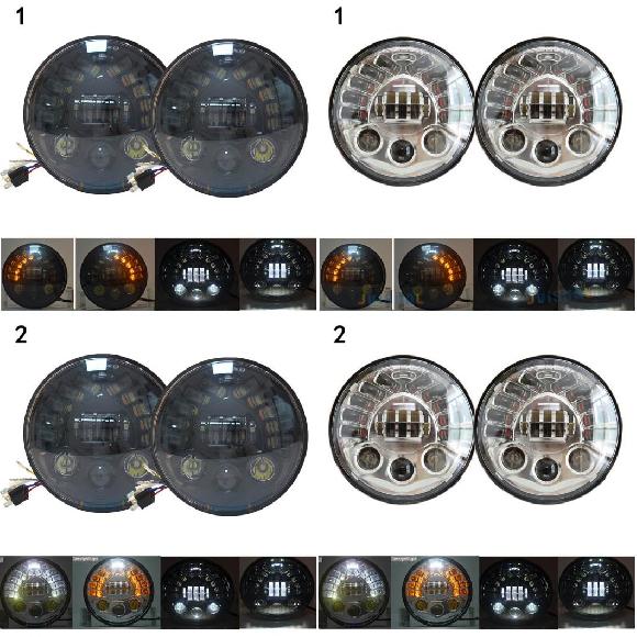 7 LED ヘッドライト 883 ハロ エンジェル アイ ヘッドランプ 適用: ジープ/JEEP ラングラー ラーダ/LADA 4X4 アーバン ニーヴァ ランド 1ブラック 左 右 TU～2 クローム AL-KK-2522 AL Car parts