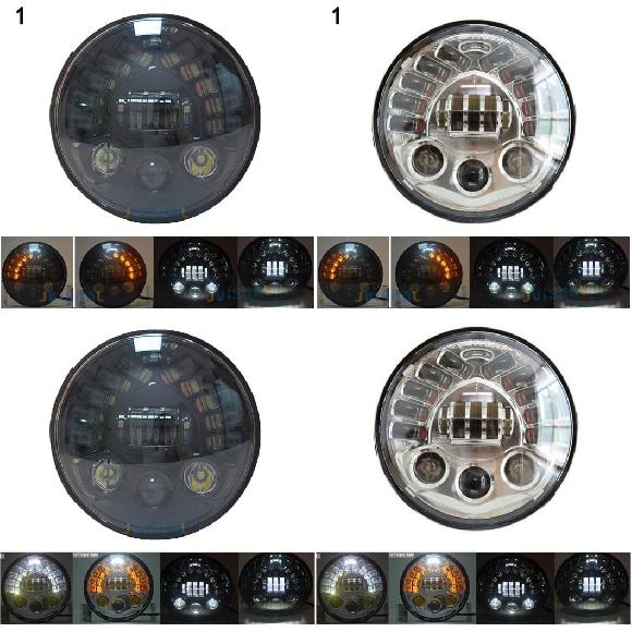 7インチ LED ヘッドライト ドット 70W ラウンド ヘッドランプ DRL 適用: ジープ/JEEP ラングラー ハマー/HUMMER 1ブラック 左 右～2 クローム AL-KK-2531 AL Car parts 22,585円