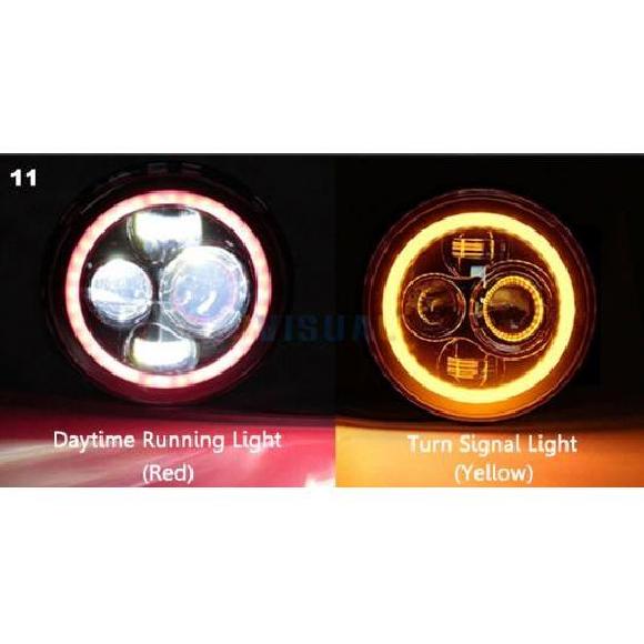7インチ LED ハロ ヘッドライト 7 LED ヘッドライト H4 ハイ/ロー オート ホワイト ホワイト～ブルー イエロー 1 ブラック カップ・2 クローム カップ AL-KK-2550 AL Car parts