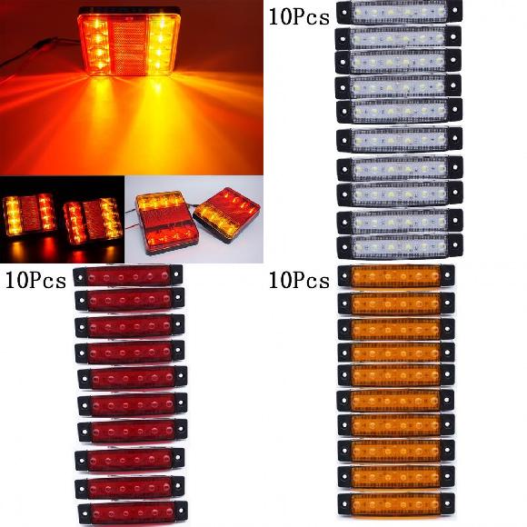 1 ペア トラック トレーラー リア ライト 防水 キャンパー インジケーター リバース バン トラック テールライト 2ピース 8LED～イエロー 10ピース 12V・24V AL-KK-2564 AL Car parts 7,352円