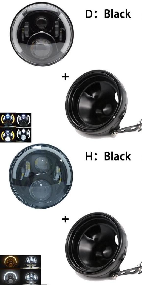 7 ヘッドライト オートバイ 7インチ LED ヘッドライト バケツ トリム リング 適用: ソフテイル ダイナ オートバイ プロジェクター 60W ブラック 1セット AL-KK-2644 2輪 AL Motorcycle parts
