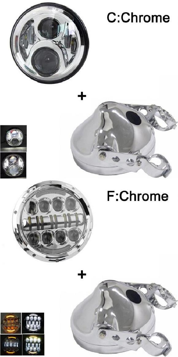 7 ヘッドライト オートバイ 7インチ LED ヘッドライト バケツ トリム リング 適用: ソフテイル ダイナ オートバイ プロジェクター 60W クローム 1セット・80W クローム 1セット AL-KK-2644 2輪 AL Motorcycle parts
