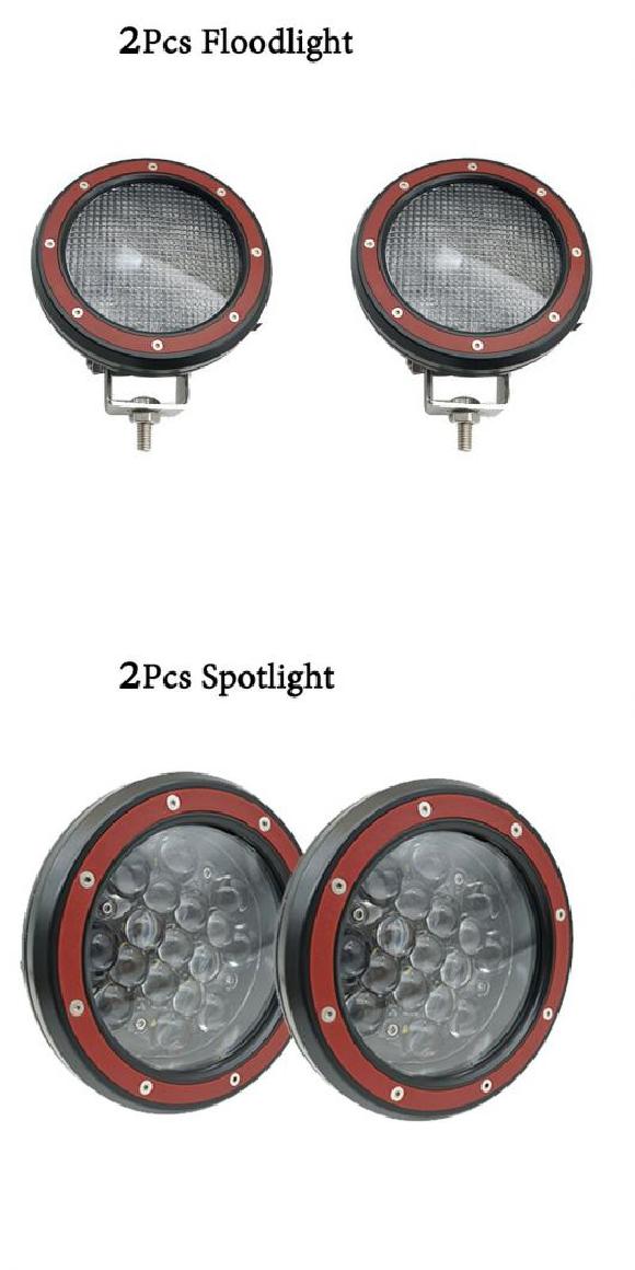 51W ラウンド ワーク ライト 5D 5.5 5.5インチ LED ワーク ライト スポット オフ ロード フォグ ドライビング ルーフ バー バンパー 2ピース 投光ランプ・2ピース スポット AL-KK-2723 AL Car parts｜オートパーツエージェンシー2号店