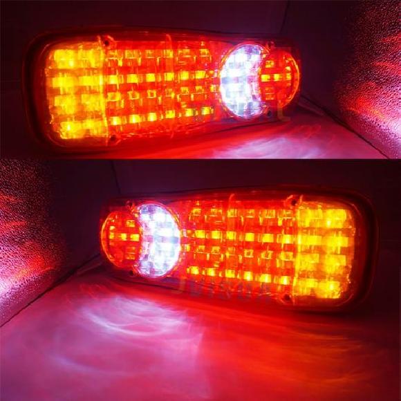 1 ペア 防水 LED トレーラー トラック ローリー LED バン テールライト ランプ-トレーラー テールライト リバース ワーニング ブレーキ ライト 2ピース 46LED 12V・24V AL-KK-2745 AL Car parts