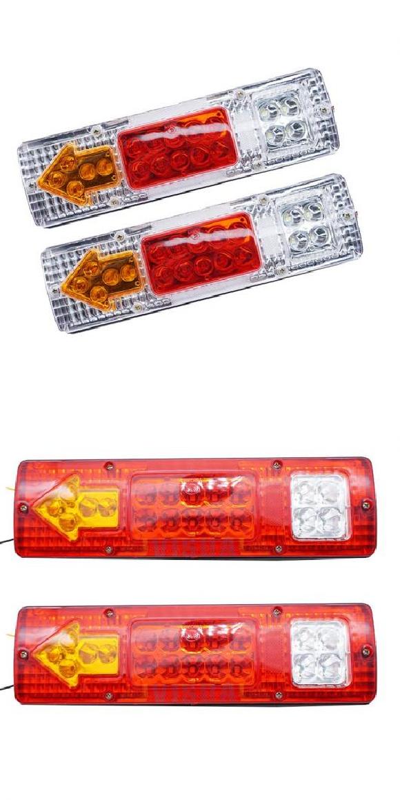 2ピース 19 LED 防水 トラック テールライト LED シグナル テールライト バン ランプ リバース ライト 19LED レッド ホワイト・19LED レッド イエロー 12V・24V AL-KK-2755 AL Car parts