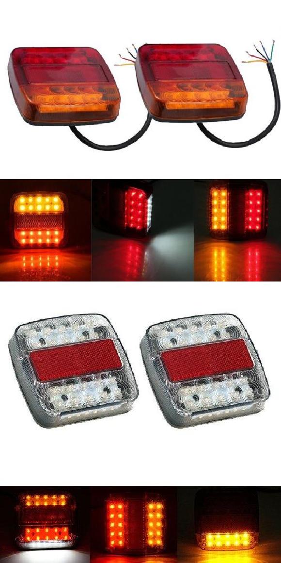 2ピース 防水 LED テールライト リア ランプ ペア ボート トレーラー リア パーツ 適用: トレーラー トラック ライト 2ピース 26LED 12V・24V AL-KK-2817 AL Car parts