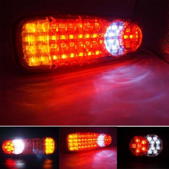 2ピース 防水 LED テールライト リア ランプ ペア ボート トレーラー リア パーツ 適用: トレーラー トラック ライト 2ピース 46LED 12V・24V AL-KK-2817 AL Car parts