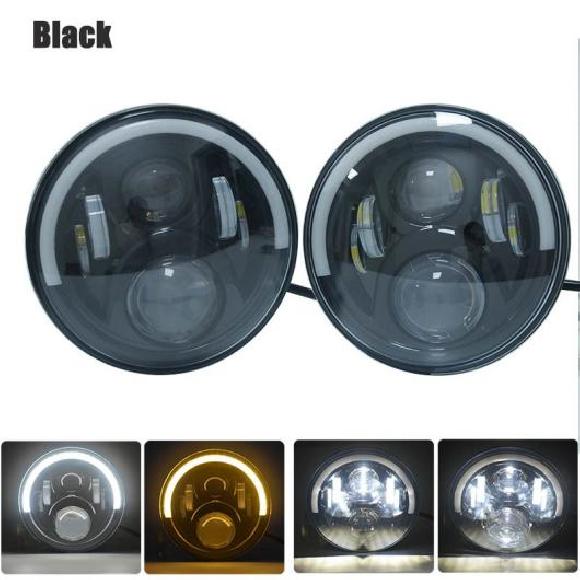 1ペア 7インチ DRL LED ヘッドランプ イカリング アングル アイ ヘッドライト 適用: ジープ/JEEP ラングラー CJ VAZ 2101FOR ラーダ/LADA ニーヴァ 4X4 スズキ 60W ブラック H4 AL-KK-2819 AL Car parts