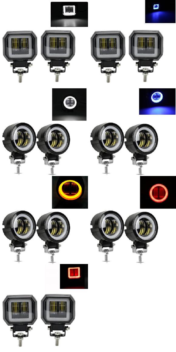 3インチ 20W 12V24V LED ワーク ライト 防水 スクエア エンジェルアイ ドライビング PODS オフロード ボート LED バー ライト ATV 6500K 2ピース ホワイト～2ピース レッド AL-KK-2844 AL Car parts