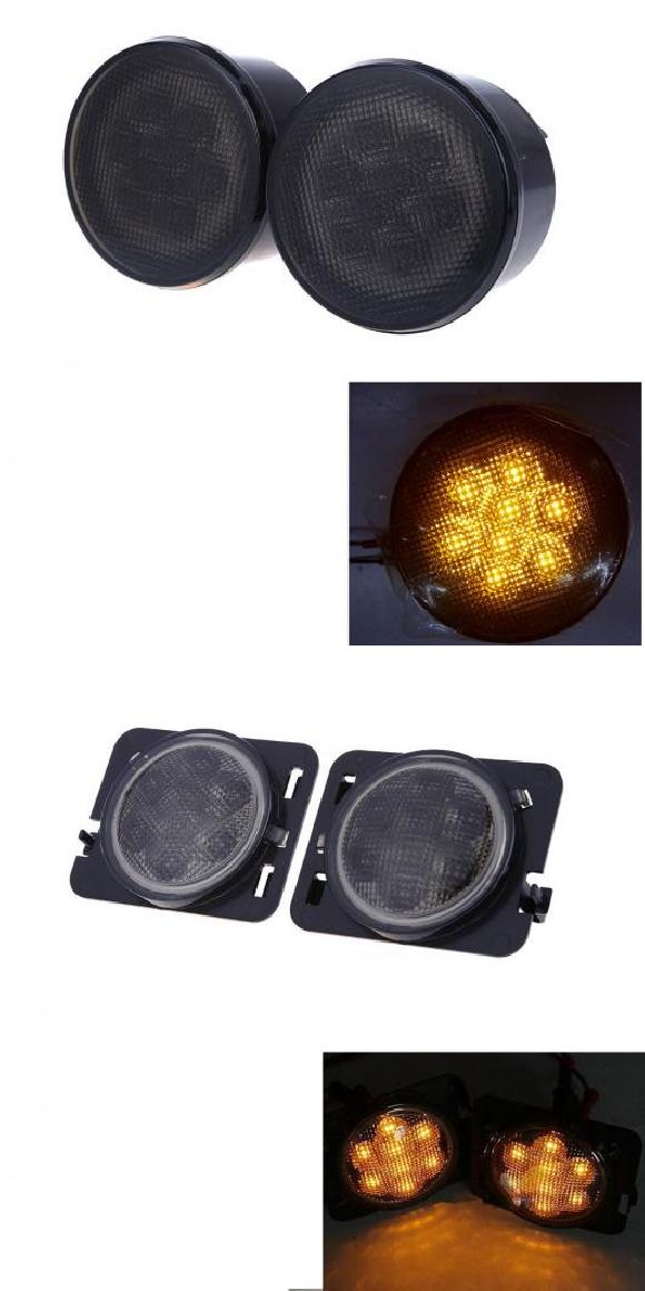スモーク LED フロント ターンシグナルライト 適用: ジープ/JEEP ラングラー JK 07-2018 イエロー アンバー ライト フェンダー 2ピース ターン ライト AL-KK-2894 AL Car parts