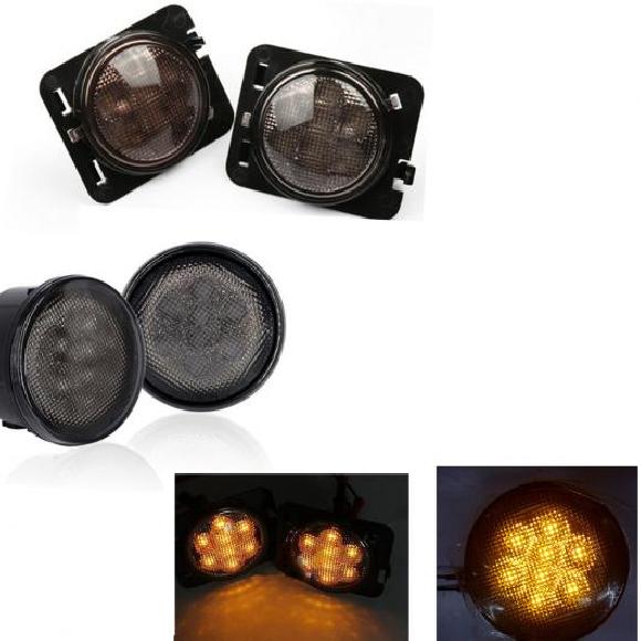 適用: ジープ/JEEP JK アクセサリー フロント フェンダー スモーク LED ウインカー エンジェル アイ サイド パーキング ライト 適用: ジープ/JEEP ラングラー LED 4ピース ターン ライト AL-KK-2895 AL Car parts