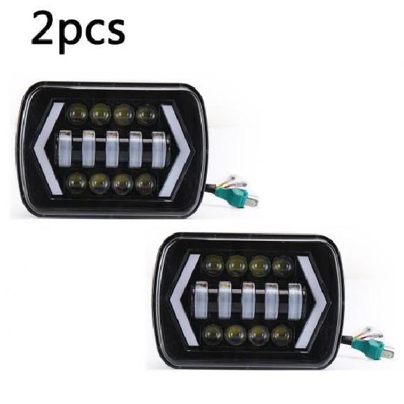 2ピース 55W LED 5X7 7X6インチ 四角系 ハイ/ロー DRL スクエア ヘッドライト 適用: ジープ/JEEP チェロキー/CHEROKEE XJ ラングラー トラック 4X4 2ピース ヘッドライト AL-KK-2898 AL Car parts|オートパーツエージェンシー2号店