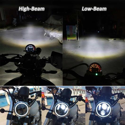 LED オートバイ ヘッドライト 6.5 インチ レトロ ヘッドランプ ブラケット エンジェル リング HI/LO ビーム バルブ 適用: ハーレー カフェ レーサー ボバー AL-KK-3406 AL Car parts