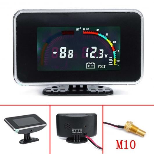 12V-24V 2IN1 LCD デジタル ゲージ 電圧計 電圧 ウォーター 温度 メーター M10 温度 センサー スクリュー AL-KK-3428 AL Car parts