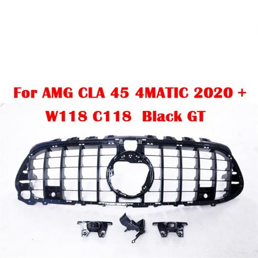AL ABS ブラック 光沢 ミドル グリル 適用: メルセデスベンツ W118 C118 AMG CLA 45 4マチック 2020 センター グリル GT バンパー バーチカル バー ブラック GT AL-KK-4342 Exterior parts for cars