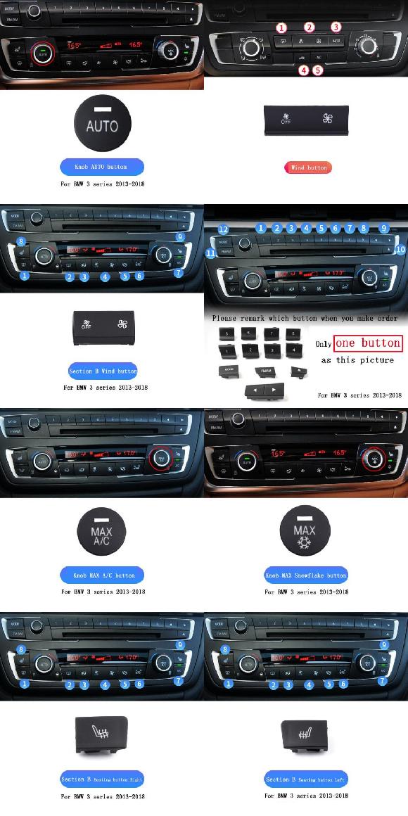 AL エアコン ボタン オーディオ CD デジタル シート ヒート スイッチ ノブ カバー 適用: BMW 3シリーズ F35 318 セット 1～セット 13 AL-KK-4266 Car parts