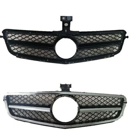 AL ABS フロント ミドル グリル レーシング グリル 適用: ベンツ Cクラス W204 AMG 2007-2014 ブラック・シルバー AL-KK-4360 Exterior parts for cars