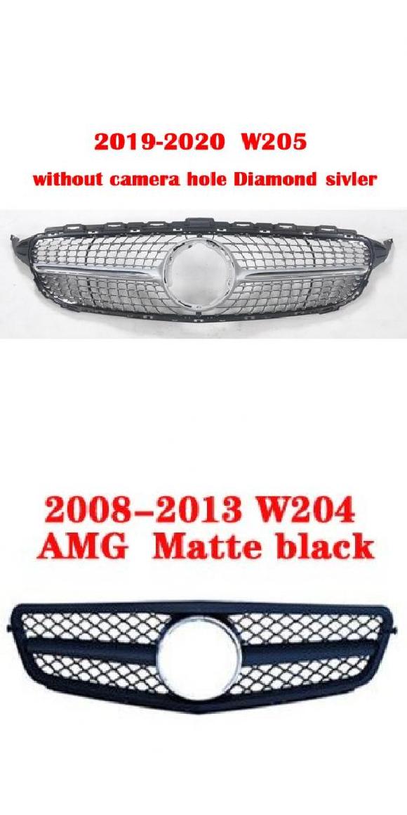 AL バンパー 適用: メルセデスベンツ Cクラス W204 W205 2008-2020 ABS プラスチック GT フロント グリル バーチカル バー ミドル グリル スタイル 10・スタイル 24 AL-KK-4365 Exterior parts for cars