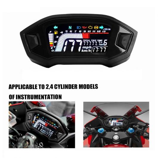ユニバーサル オートバイ LCD デジタル スピードメーター 13000RPM バックライト デジタル オドメーター タコメーター 適用: 1 2 4 シリンダー タイプB AL-KK-4921 2輪 AL Motorcycle parts